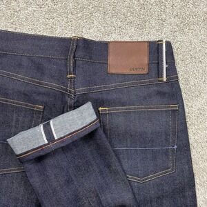 Gustin Mens 30 (30x32) Selvedge Jeans California Skinny Button Fly 116699 Blue